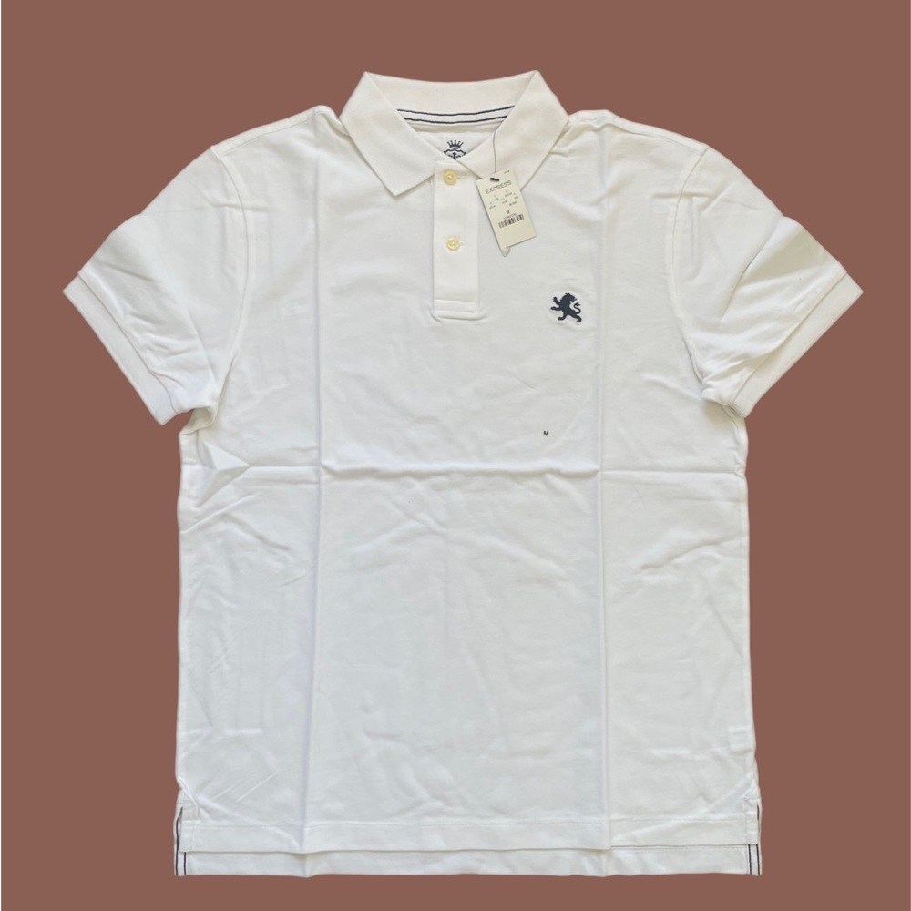 Express Men’s M pure white short sleeve collared polo shirt NWT